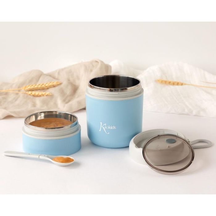 KioKids Termo Alimentos Bebé +0 Meses 710 ml Acero Inoxidable 304 Doble Compartimento Azul para Sólidos y Papillas con Cuchara 1 KioKids Termo Alimentos Bebé +0 Meses 710 ml Acero Inoxidable 304 Doble Compartimento Azul para Sólidos y Papillas con Cuchara 1