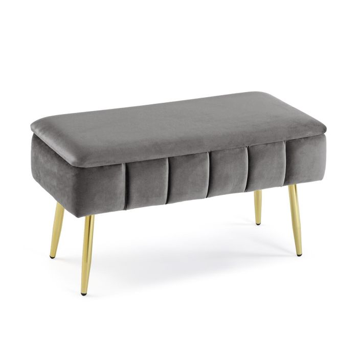Versa Pie de Cama Sogno Gris 37.5x42x79.5 cm Versa Pie de Cama Sogno Gris 37.5x42x79.5 cm