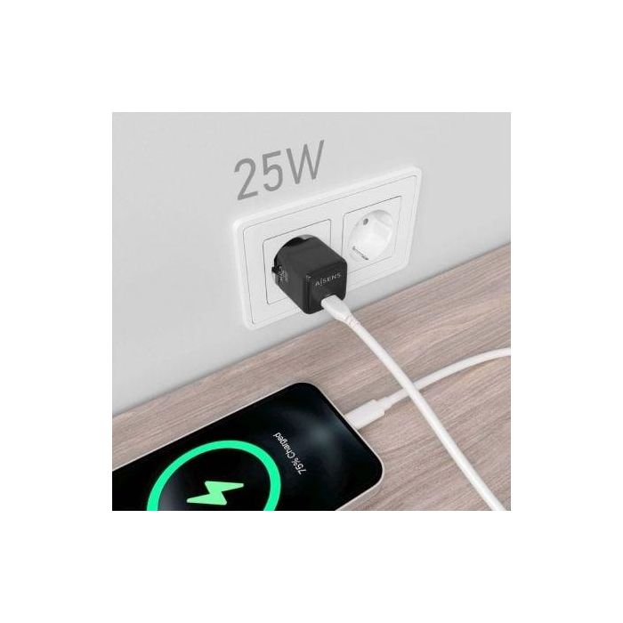 AISENS - CARGADOR GaN 25W, 1xUSB-C PD3.0 QC4.0, NEGRO 4 AISENS - CARGADOR GaN 25W, 1xUSB-C PD3.0 QC4.0, NEGRO 4