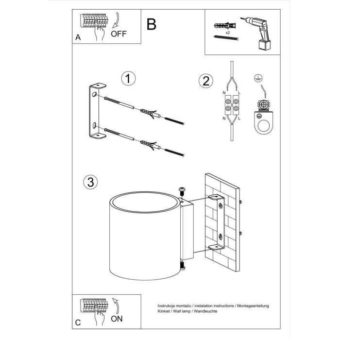 Vici SOL-SL.0211 Aplique de Pared Clásico de Diseño Discreto. Lámpara de Alta Calidad y Fabricación Sólida para Salón, Dormitorio y Pasillo. 4