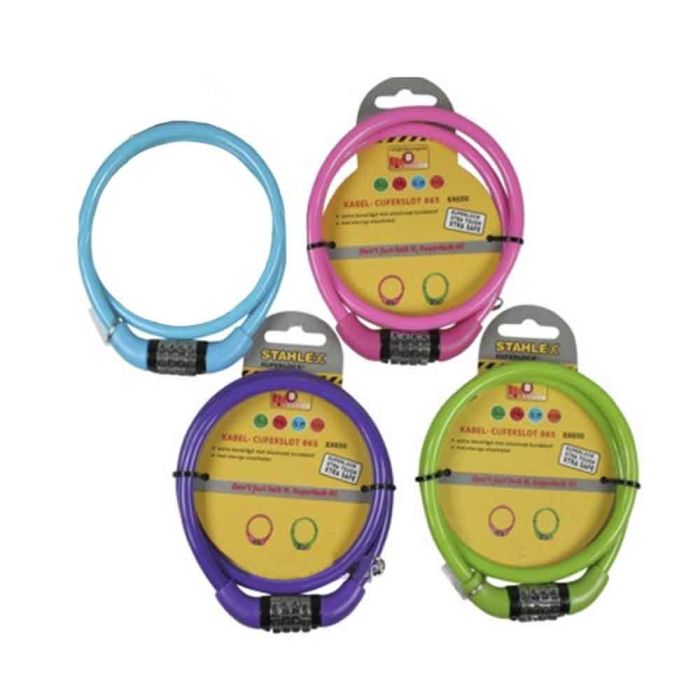 Stahlex Candado con Combinación Numérica, Acero/Polipropileno, para Bicicleta, Colores Surtidos