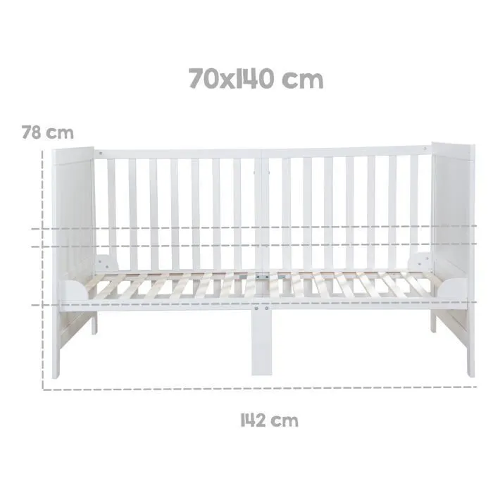 Roba Cuna Convertible para Bebé 70 x 140 cm Easy Sleep Lacada en Blanco AAACK10690 5