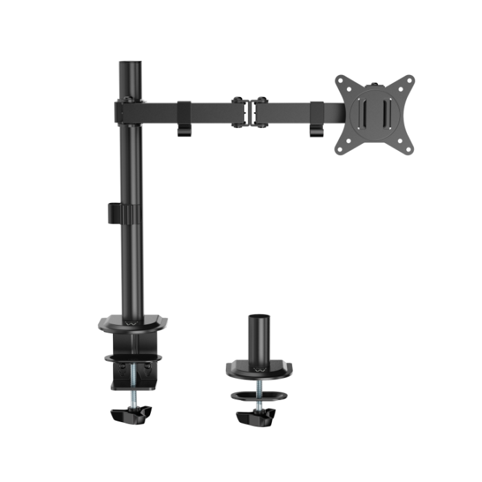 Ewent EW1510 - Soporte de mesa para monitor, brazo único ajustable ergonómico, 13 a 34 pulgadas, VESA 75x75/100x100, hasta 9 kg, gestión de cables