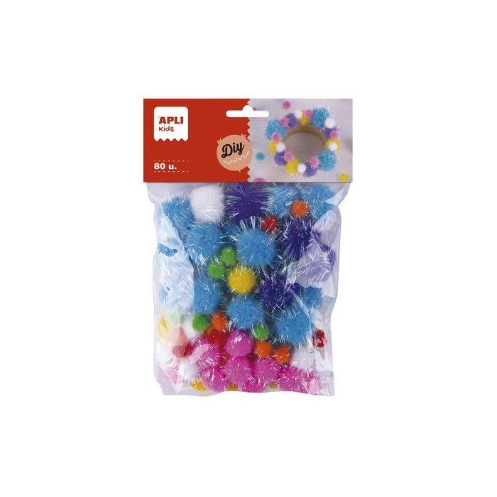 Pom Pom Apli Glitter Surtidos Bolsa De 80