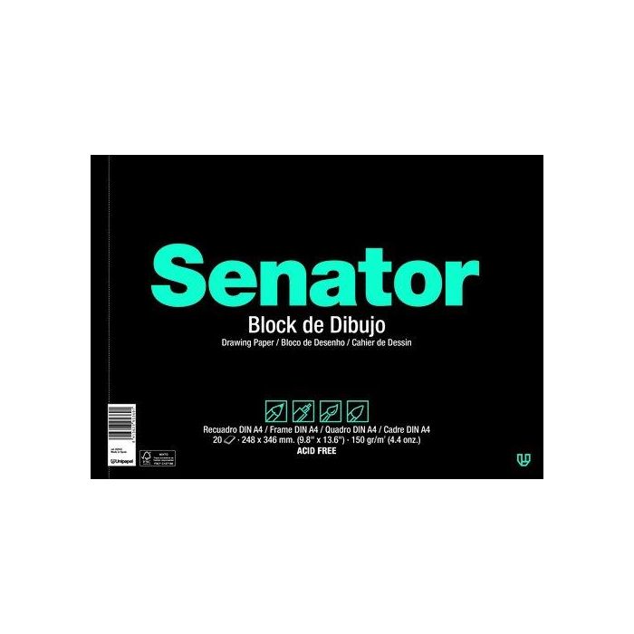 Bloc De Dibujo Senator Con Espiral Liso Con Recuadro Fº Prolongado 150G 20H (Set de 16)