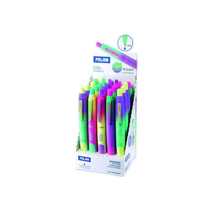 Milan Bolígrafo Compact Sunset Retráctil Tinta Azul 1mm Colores Surtidos - Edición Especial Diseñado por I+D Milan