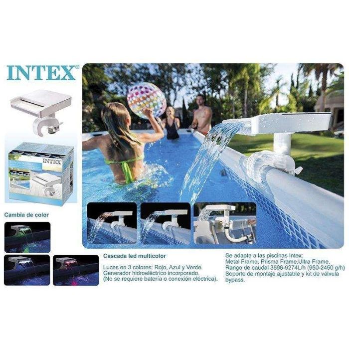 Cascada agua con luces led multicolor adaptable a piscinas intex 38x33,5x31,5 cm 2 Cascada agua con luces led multicolor adaptable a piscinas intex 38x33,5x31,5 cm 2