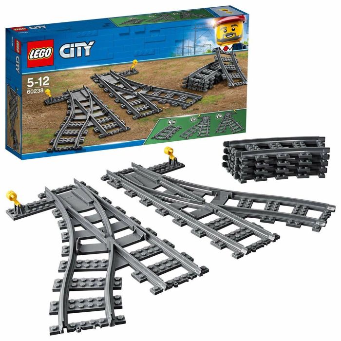 LEGO 60238 City Conjunto de Rieles de Tren y Desvíos. Incluye 4 Curvos, 1 Desvío Derecho y 1 Izquierdo. Compatible con todos los conjuntos LEGO City. 6 LEGO 60238 City Conjunto de Rieles de Tren y Desvíos. Incluye 4 Curvos, 1 Desvío Derecho y 1 Izquierdo. Compatible con todos los conjuntos LEGO City. 6