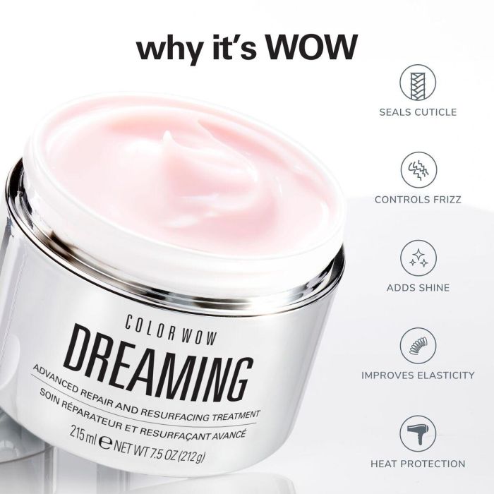 Color Wow DREAMING advanced repair and resurfacing treatment 215 ml para cabello seco y dañado, anti-encrespamiento 4