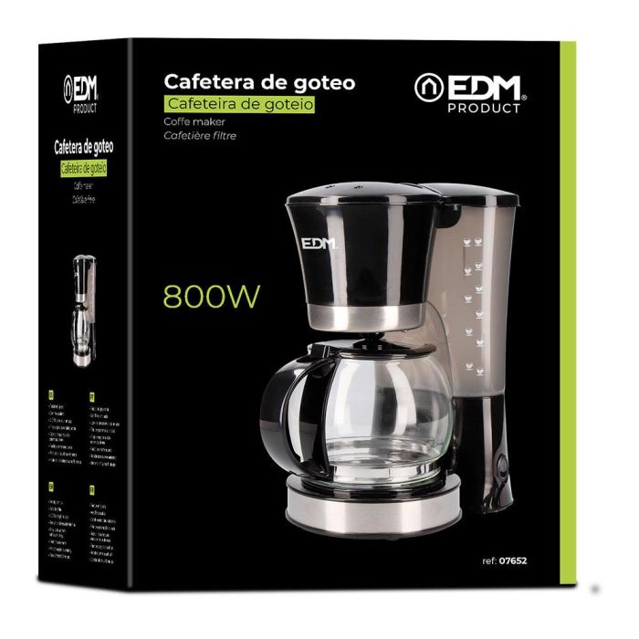 Edm Cafetera de goteo 12 tazas 800W, 1.2L, función anti-goteo, filtro lavable, termorretensión 1