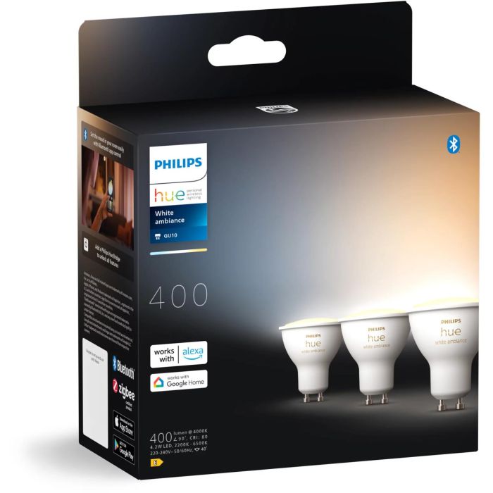 Philips GU10 Dreierpack 3x350lm Bombilla Inteligente Blanca Ambiance Regulable Paquete de 3 1