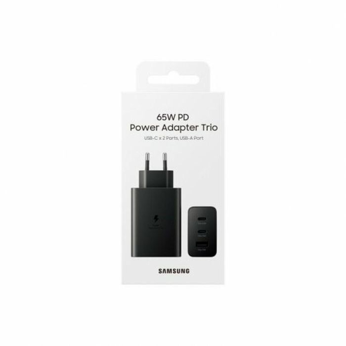 Samsung EP-T6530NBEGEU Cargador de Pared 65W Triple Puerto para Carga Rápida con 2x USB-C y 1x USB-A Negro 42
