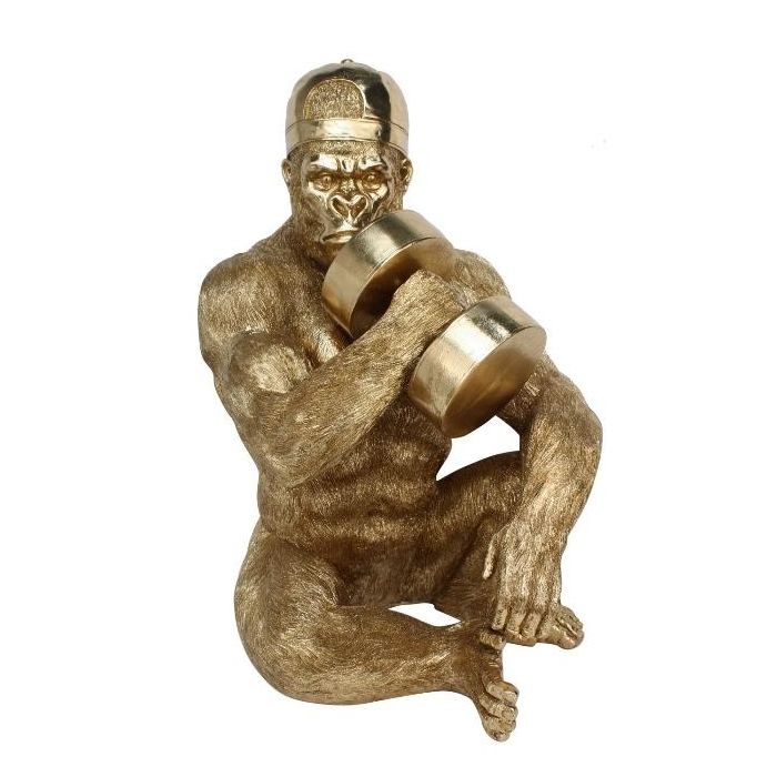 DKD Home Decor Figura Moderno Gorila de Resina Dorado 38 x 61.5 x 44 cm