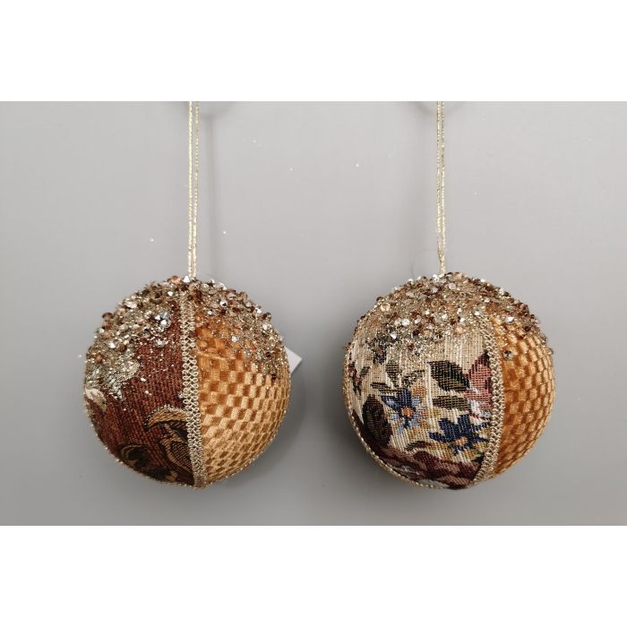 DKD Home Decor Adorno Bola de Navidad Colgante PVC Marrón Alpina 10x10x10 cm - Pack de 12 Unidades