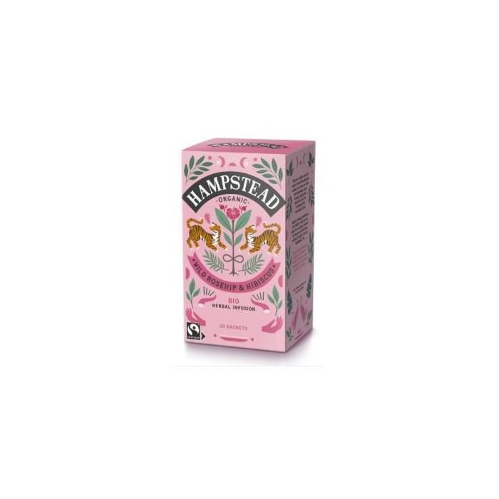 HAMPSTEAD Infusión Bio Rosa Mosqueta e Hibisco con Vitamina C, 20 Bolsitas
