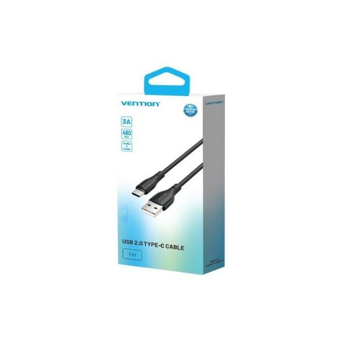 Cable USB Tipo-C Vention H25BF/ USB Tipo-C Macho - USB Macho/ 15W/ 480Mbps/ 1m/ Negro 2