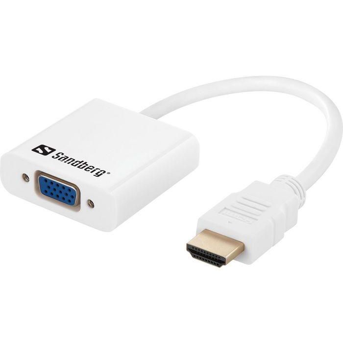 Sandberg HDMI a VGA+Audio Converter, Adaptador para conectar monitor VGA, con Audio y Alimentación USB
