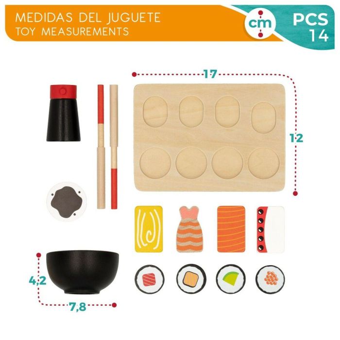 Juego de Madera Woomax Sushi 14 Piezas (6 Unidades) 2 Juego de Madera Woomax Sushi 14 Piezas (6 Unidades) 2