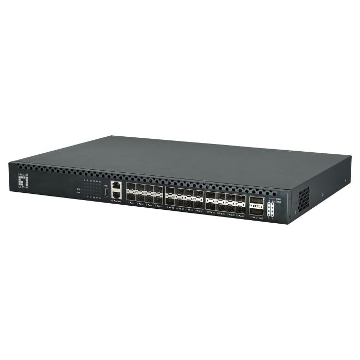 Level One XQS-3126 Switch Gestionado L3 26x GE 2x40/100GbE 19" 24xPoE 185W 3 Level One XQS-3126 Switch Gestionado L3 26x GE 2x40/100GbE 19" 24xPoE 185W 3