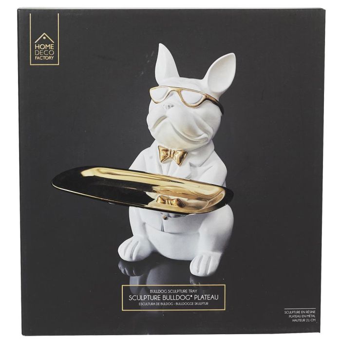 Home Deco Factory Galerie Vaciabolsillos Bulldog Blanco Escultura Decorativa 18x18x22 cm 1