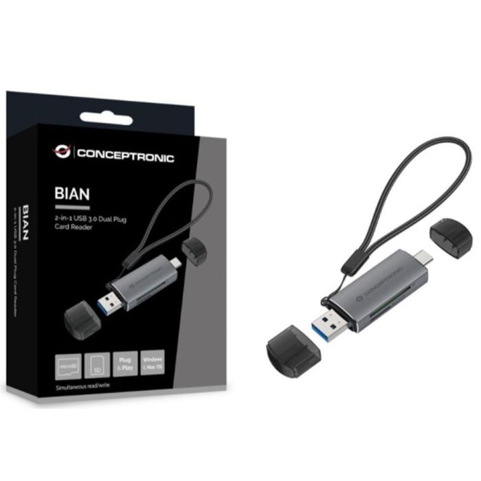 Conceptronic Lector de Tarjetas Externo 2in1 USB-C y USB-A Compatible con SD, SDHC, SDXC, Micro SD/T-Flash, Micro SDHC, Micro SDXC 1 Conceptronic Lector de Tarjetas Externo 2in1 USB-C y USB-A Compatible con SD, SDHC, SDXC, Micro SD/T-Flash, Micro SDHC, Micro SDXC 1