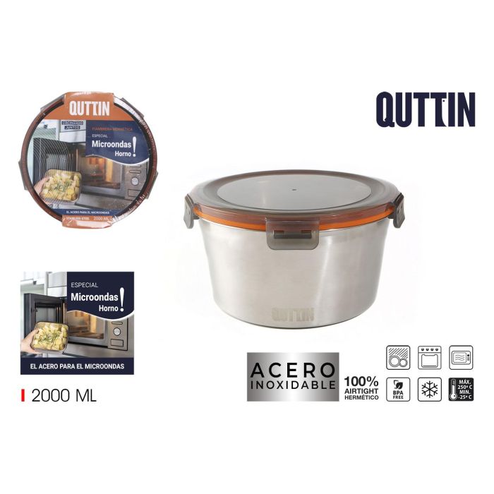 Fiambrera de Acero Quttin 2L para Microondas y Horno (12 Unidades) Fiambrera de Acero Quttin 2L para Microondas y Horno (12 Unidades)