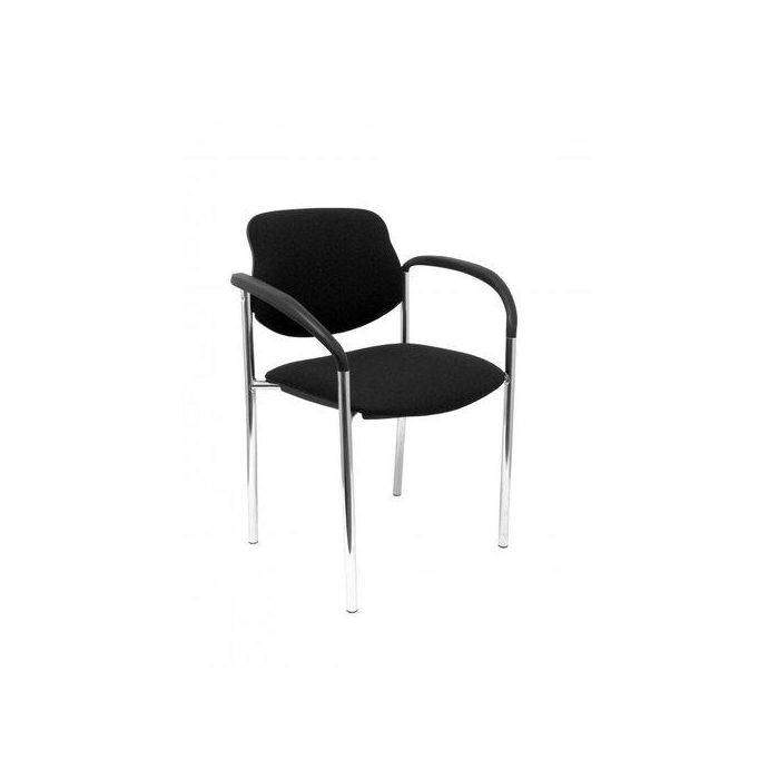 Silla Piqueras Y Crespo Villalgordo Confidente Brazos Fijos Chasis Cromo Asiento Y Respaldo Tapizados Bali Negro