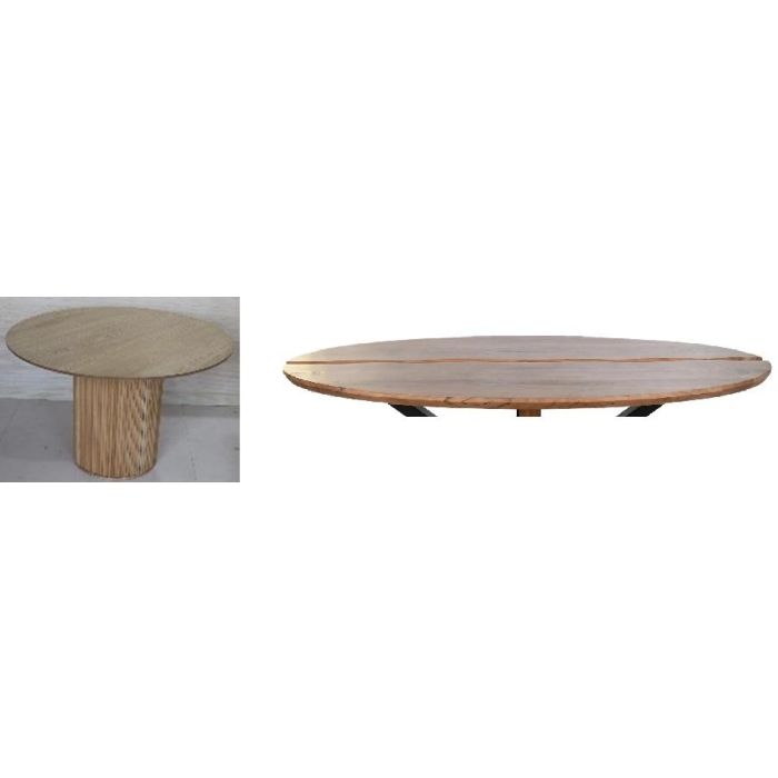 DKD Home Decor Mesa Comedor Ovalada Balines Fabricada en Paulownia y MDF Color Natural - 180 cm Ancho x 90 cm Fondo x 75 cm Alto