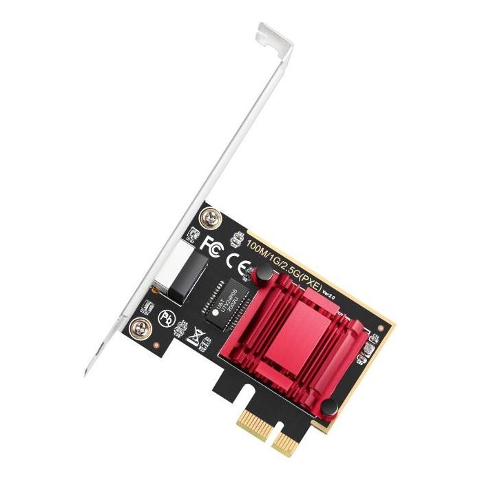 Cudy Adaptador de Red PCI Express 2.5G Ethernet Gigabit para PC/Servidor, Interno, RJ-45, Soporte de Bajo Perfil