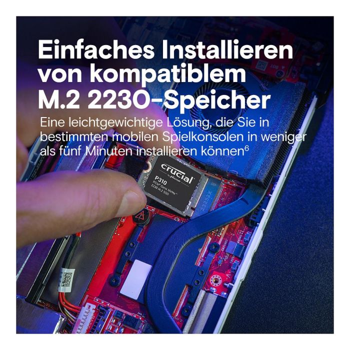 Crucial P310 1TB SSD M.2 NVMe PCIe Gen4 2230 Lectura 7100MB/s Escritura 6000MB/s 5