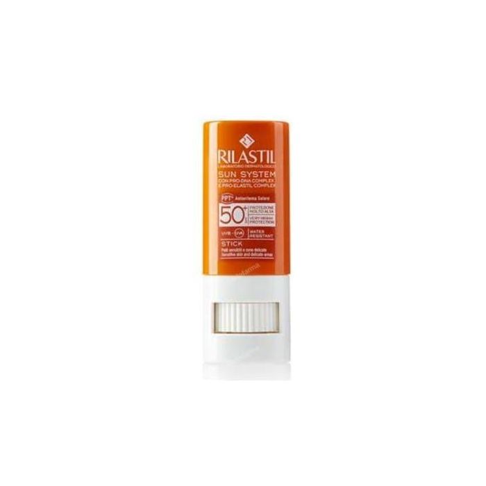 Rilastil SUN SYSTEM Protector Solar Facial Corporal Stick Transparente SPF50+ Piel Sensible y Zonas Delicadas Resistente Agua 8,5 g