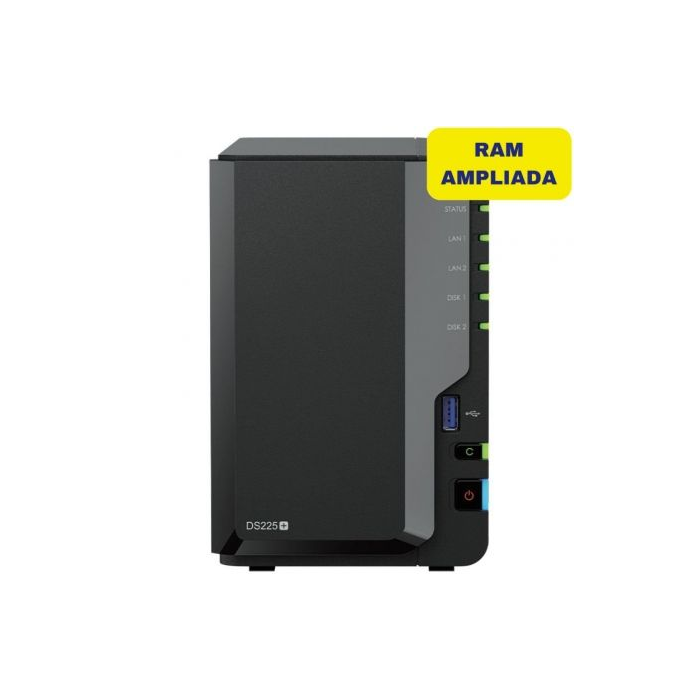 Synology DS225+/6G NAS DiskStation 2 Bahías 3.5"/2.5" 6GB DDR4 Torre, Almacenamiento Datos Hogar/Borde