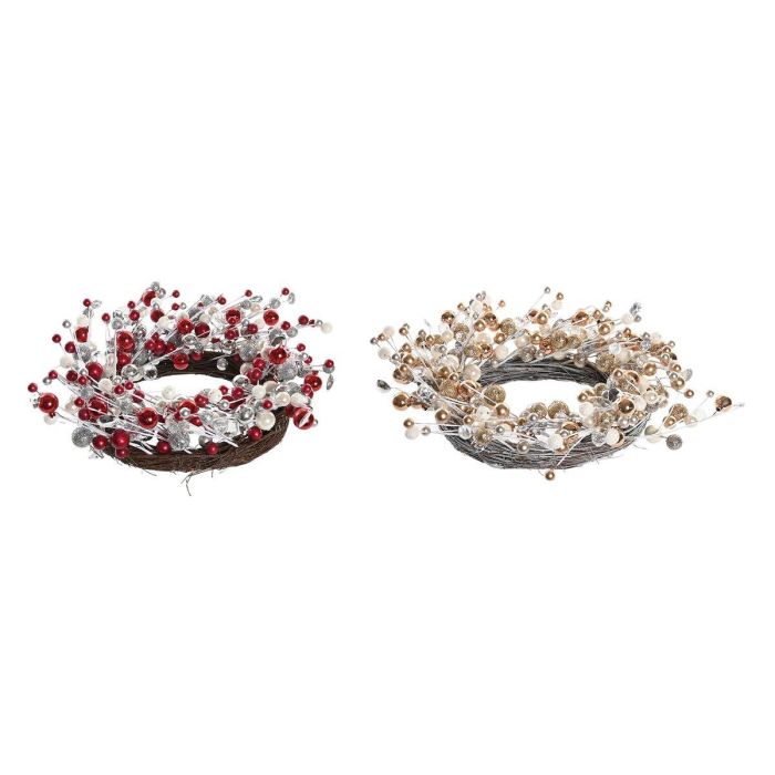 Corona Navidad Tradicional DKD Home Decor Plateado Rojo 10 x 40 x 40 cm (2 Unidades) 1 Corona Navidad Tradicional DKD Home Decor Plateado Rojo 10 x 40 x 40 cm (2 Unidades) 1