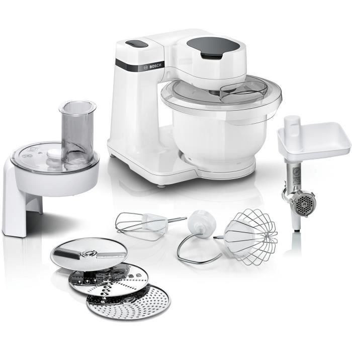 Procesador de alimentos BOSCH Serie 2 MUMS2AW21 - 700 W - 4 velocidades - 3,8 L - 3 discos - Picadora de carne - Blanco Procesador de alimentos BOSCH Serie 2 MUMS2AW21 - 700 W - 4 velocidades - 3,8 L - 3 discos - Picadora de carne - Blanco