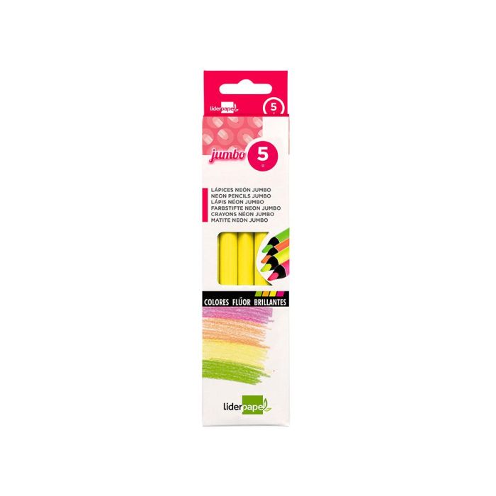 Lapices Fluorescente Liderpapel Jumbo Neon Amarillo 5 unidades 6