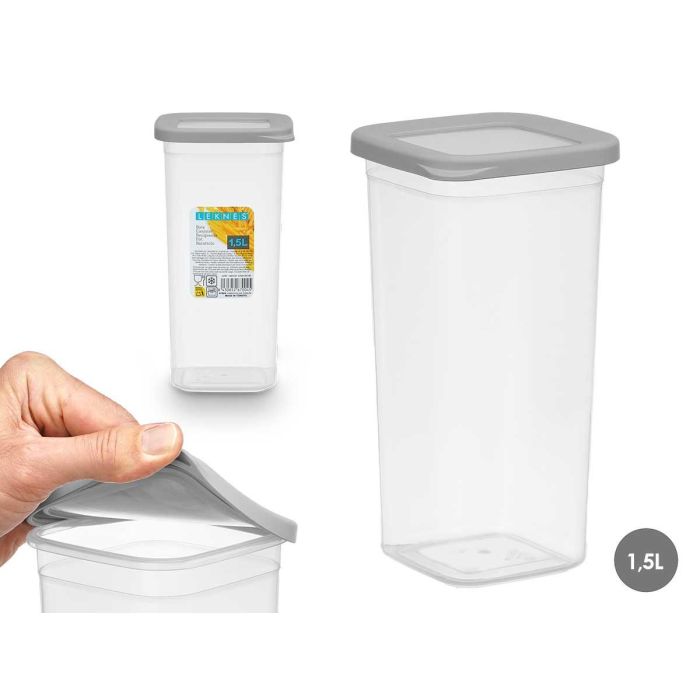 Bote Cuadrado Leknes 1,5L - Blanco Transparente 10.8x21.7x10.8 cm (24 Unidades) Bote Cuadrado Leknes 1,5L - Blanco Transparente 10.8x21.7x10.8 cm (24 Unidades)