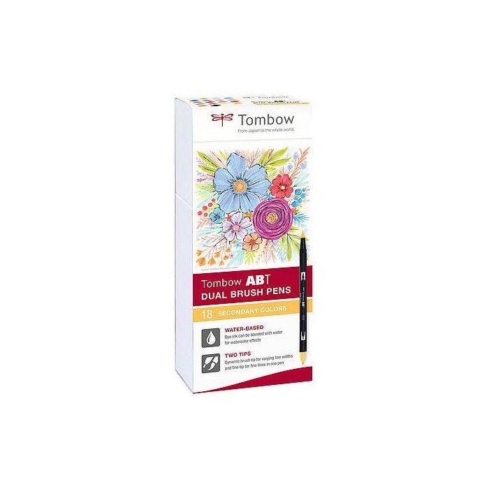 Rotulador Tombow Doble Punta Pincel Colores Secundarios Estuche De 18