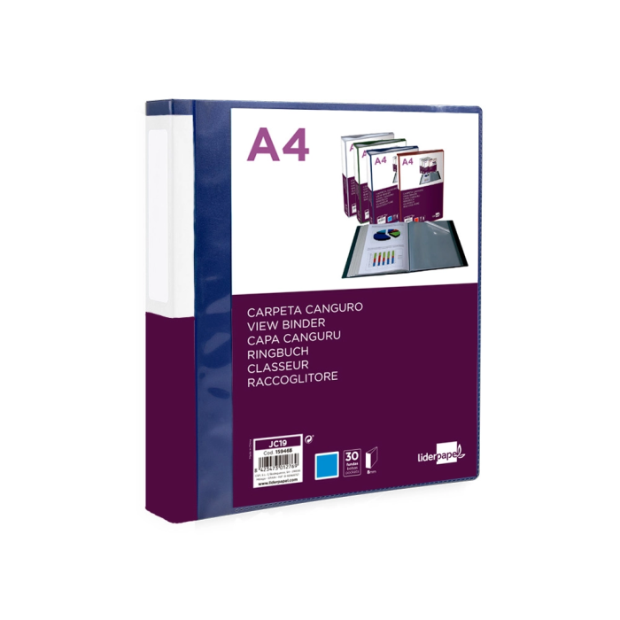 Liderpapel Carpeta 30 Fundas Canguro PP DIN A4 Azul Translúcido Portada y Lomo Personalizable 3 Liderpapel Carpeta 30 Fundas Canguro PP DIN A4 Azul Translúcido Portada y Lomo Personalizable 3