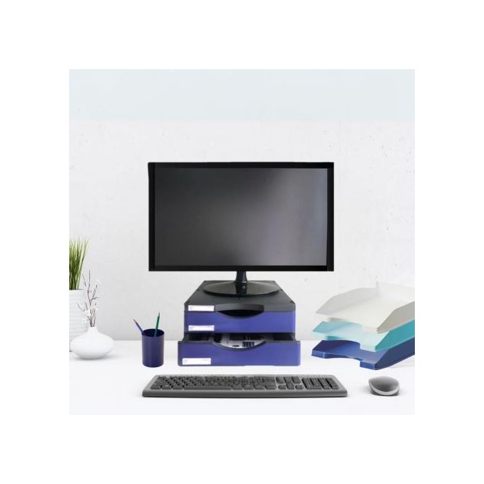Soporte Monitor Archivo 2000 Con 2 Cajones Negro/Azul 1