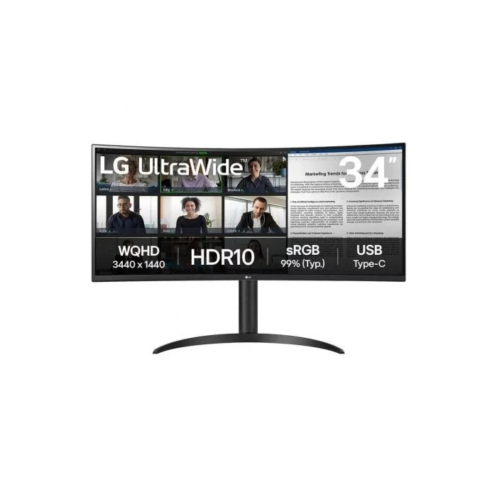 LG Monitor Profesional Ultrapanorámico Curvo 34WR55QK-B 34" WQHD Regulable en altura Negro 1