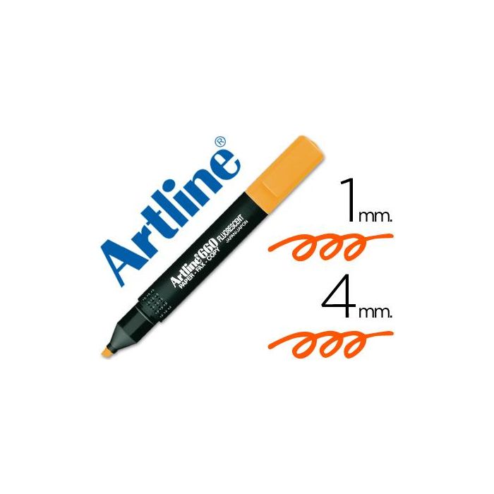 Rotulador Artline Fluorescente Ek-660 Naranja Punta Biselada 12 unidades