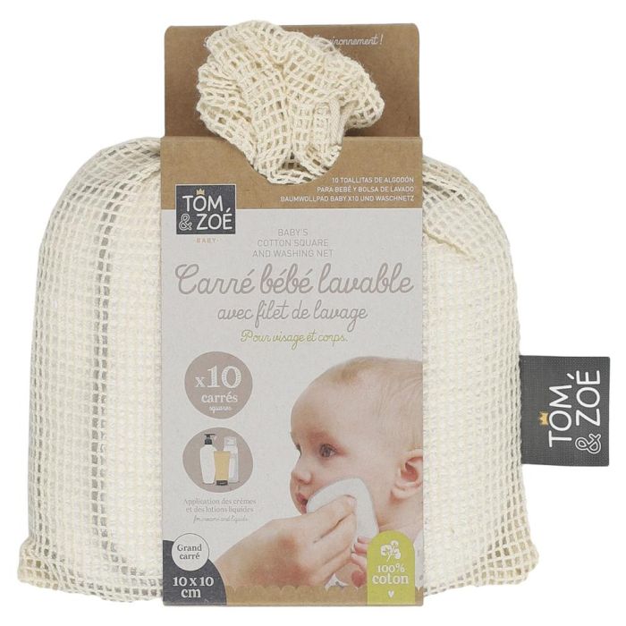 Tom et Zoe Juego de 10 Toallitas de Algodón para Bebé 10x10 cm con Bolsa de Transporte y Lavado 0 Tom et Zoe Juego de 10 Toallitas de Algodón para Bebé 10x10 cm con Bolsa de Transporte y Lavado 0