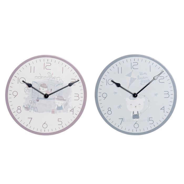 DKD Home Decor Reloj de Pared Infantil Bird Rosa Azul para Niños, con Diseño de Pájaro, 24x24 cm, MDF y Plástico - Pack de 2 0 DKD Home Decor Reloj de Pared Infantil Bird Rosa Azul para Niños, con Diseño de Pájaro, 24x24 cm, MDF y Plástico - Pack de 2 0