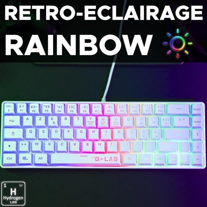 Teclado para juegos - THE G-LAB - KEYZ-HYDROGEN-W/FR - 60% membrana blanca 3