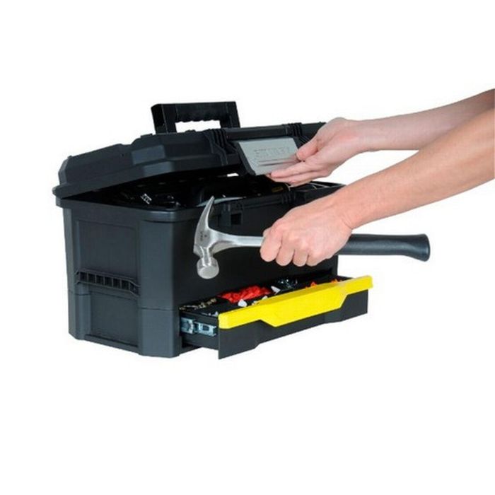 Stanley Caja de herramientas 48 cm, pestillo táctil Touchlatch para una mano, cajón profundo y bandeja, polipropileno 3 Stanley Caja de herramientas 48 cm, pestillo táctil Touchlatch para una mano, cajón profundo y bandeja, polipropileno 3