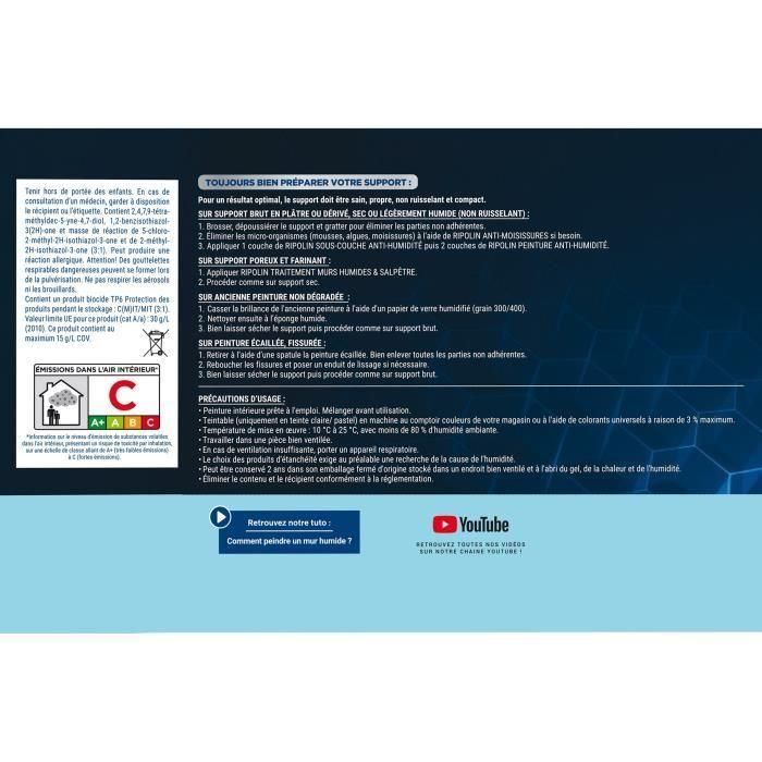 Pintura impermeabilizante antihumedad satinada blanquecina Ripolin 2.5L 5 Pintura impermeabilizante antihumedad satinada blanquecina Ripolin 2.5L 5