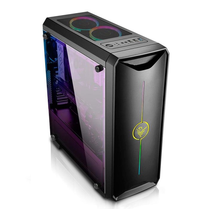 Phoenix technologies Caja Gaming Factor Zmir ATX con Iluminación LED RGB y 3 Ventiladores, Torre para PC Gaming Minimalista con Panel Lateral Transparente 2
