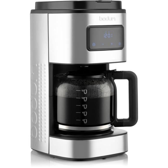 BODUM - BISTRO Cafetera eléctrica programable con filtro permanente, 900 W, 12 tazas, 1,5 l