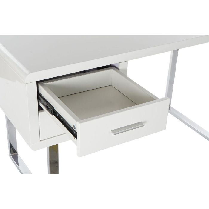DKD Home Decor Escritorio Moderno Blanco Plateado de MDF y Metal, Desmontable, 120 cm Ancho x 55 cm Fondo x 76 cm Alto 4 DKD Home Decor Escritorio Moderno Blanco Plateado de MDF y Metal, Desmontable, 120 cm Ancho x 55 cm Fondo x 76 cm Alto 4
