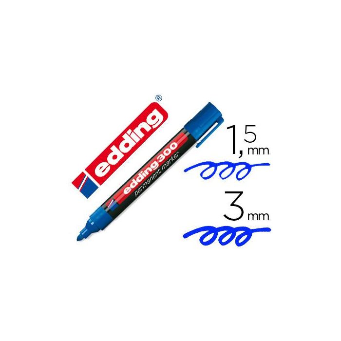 Rotulador Edding Marcador Permanente 300 Azul Punta Redonda 1,5-3 mm Recargable 10 unidades